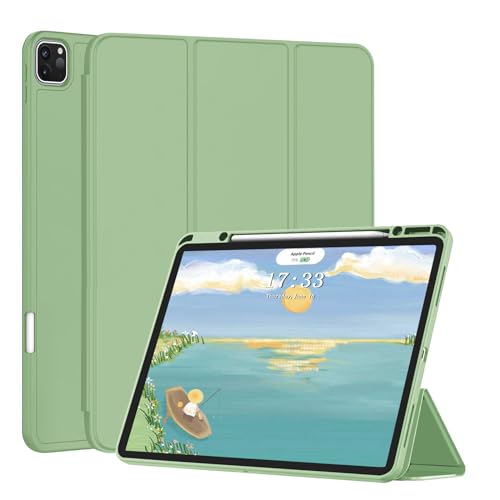 FANSONG Schutzhülle für iPad Pro 12,9 Zoll 2022 2021 2020 2018, Cover für iPad Pro 6. 5. 4. 3. Generation, TPU, unterstützt 2. Generation, Bleistiftladung mit Ständer, automatische von FAN SONG