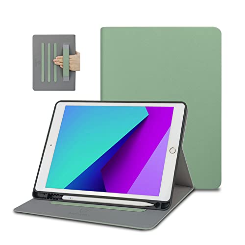 FANSONG iPad Hülle 10,2 Zoll, Case für iPad 9. 2021 8. 7. Generation PU Leder Auto Schlafen/Wachen Handschlaufe Multi-Angle Stand Smart Cover mit Stifthalter für iPad 9 iPad 8 2020 iPad 7 2019 Grün von FAN SONG