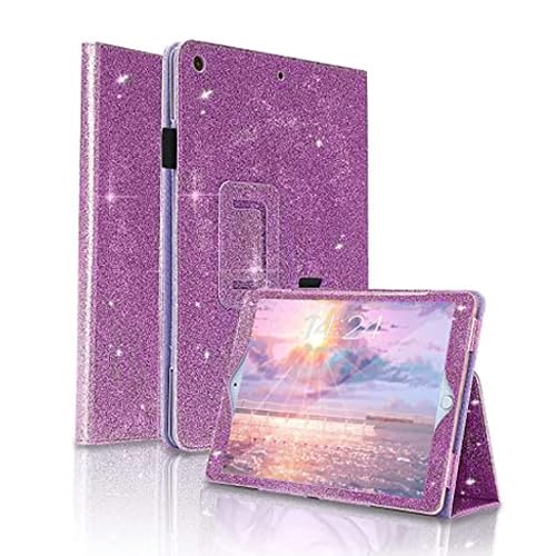 Fansong Hülle für iPad 10.2 Zoll, iPad Case 9 2021 8 7 PU Leder Glitzer Schutzhülle mit Auto Schlafen/Wachen Stand Stifthalter Smart Cover Ultradünne für iPad 9.Gen 2021 iPad 8 2020 iPad 7 2019 Lila von FAN SONG