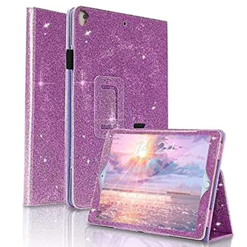 Fansong Hülle für iPad 10.2 Zoll, iPad Case 9 2021 8 7 PU Leder Glitzer Schutzhülle mit Auto Schlafen/Wachen Stand Stifthalter Smart Cover Ultradünne für iPad 9.Gen 2021 iPad 8 2020 iPad 7 2019 Lila von FAN SONG