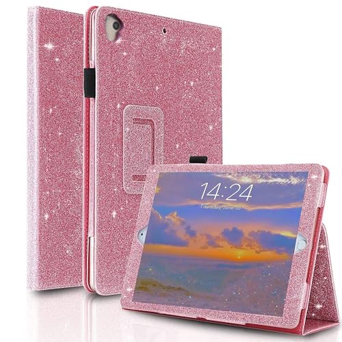 Fansong Hülle für iPad 10.2 Zoll, iPad Case 9 2021 8 7 PU Leder Glitzer Schutzhülle mit Auto Schlafen/Wachen Stand Stifthalter Smart Cover Ultradünne für iPad 9.Gen 2021 iPad 8 2020 iPad 7 2019 Rosa von FAN SONG