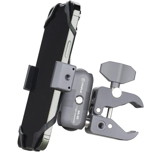 FANAUE Motorrad-Handyhalterung für Rückspiegel-Clip, U-Bolzen-Basis, 360° verstellbar, mit integrierten Gummi-Pads und Haltegurt, kompatibel mit RAM-Halterungen (CPC-08-T) von FANAUE