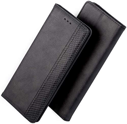 FANFO® Hülle für Alcatel 3X (2019) HandyHülle, Premium PU Leder Tasche Magnetverschlüsse Schutzhülle Flip Wallet Klapphülle Folio Book Style Case Cover, schwarz von FANFO