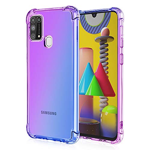 FANFO Hülle Kompatibel mit Samsung Galaxy M31/M21S Case, Farbverlauf Transparent Soft TPU Handyhülle, Weiche Silikon Cover Schock Absorption Schutzhülle, Lila-blau von FANFO