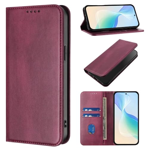 FANFO Hülle für ASUS ROG Phone 9 FE Case, [Magnetverschluss] PU Folio Leder Brieftaschen Handyhülle, Schutzhülle mit Kartenfach und Standfunktion. Red von FANFO
