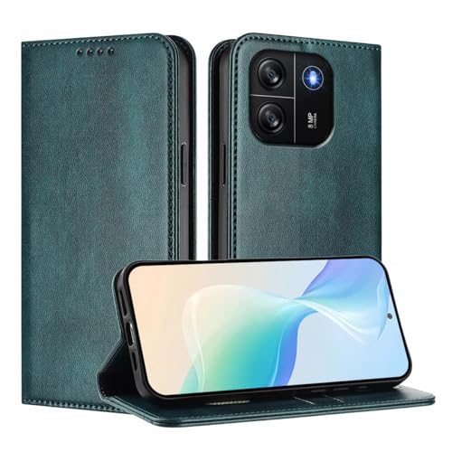 FANFO Hülle für Blackview Wave 8C Case, [Magnetverschluss] PU Folio Leder Brieftaschen Handyhülle, Schutzhülle mit Kartenfach und Standfunktion. Dark Green von FANFO