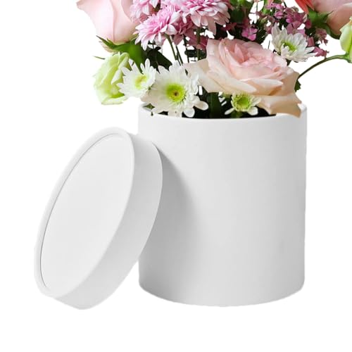 FANGZ Blumeneimer, Verpackungsbox | Elegante, einfarbige, runde Schachtel aus Papierröhren - Multifunktionales Paketverpackungszubehör, tragbare Desktop-Ornamente für Geburtstage, Hochzeiten von FANGZ