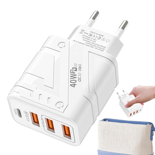FANGZ Schnellladeblock,Schnellladeblöcke - 40W Handy-Ladegerät Multiport - 4 Port, Schnellladeblock, mechanischer USB-Wandstecker, tragbares Ladegerät für Heimreisen von FANGZ