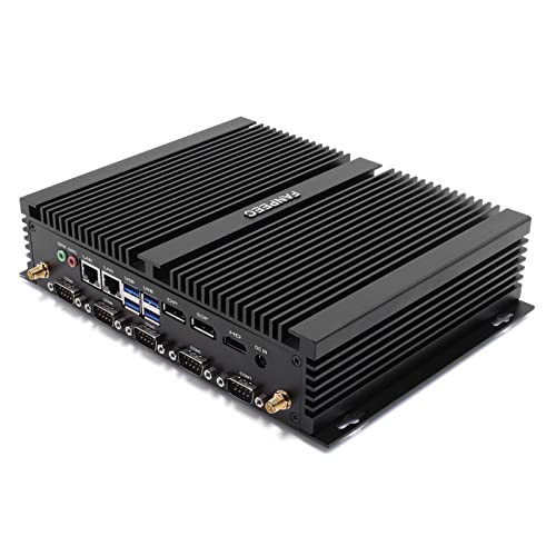 FANPEEC Fanless Industrial Mini-PC, Intel Core i7-8550U, Intel UHD-Grafik 620, Windows 11 Pro, Desktop-PC mit 16G DDR4 + 128G SSD, Dual DP/HD/EDP 3-Display, 4K HD, 2 * LAN, 8 * USB von FANPEEC