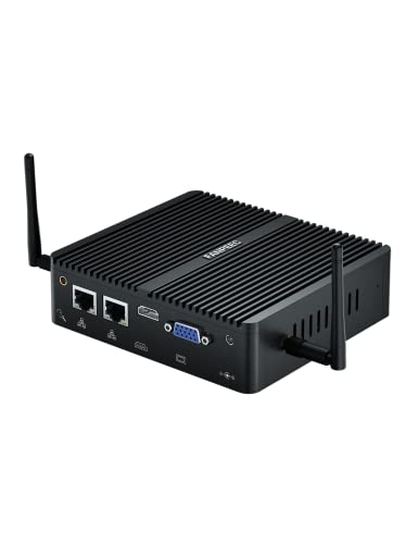 FANPEEC Mini PC Celeron J4125 Firewall Windows 11 Pro Lüfterloser Industrie Mini Computer 16GB RAM 128GB SSD Mini Computer PC 2 Ethernet Anschlüsse, 2 * RS232 COM, 4K HD + VGA, Desktop PC von FANPEEC