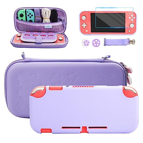 FANPL Case bundle for Nintendo Switch Lite Accessories, Carrying Case for Switch Lite with Soft TPU Protective Cover and Screen protector, 2 Thumb Grips, Shoulder Strap (Purple) von FANPL