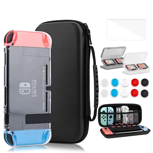 FANPL Schutzhülle für Nintendo Switch, 15-in-1-Zubehörpaket, Tragetasche für Switch und Joy Con Controller mit transparenter harter Flip-Schutzhülle, Displayschutzfolie, 6 Daumengriffe, 2 FANPL Schutzhülle für Nintendo Switch, 15-in-1-Zubehörpaket, Tragetasche für Switch und Joy Con Controller mit transparenter harter Flip-Schutzhülle, Displayschutzfolie, 6 Daumengriffe, 2 von FANPL