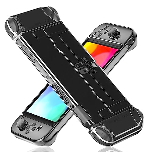 [Verbesserte Version] Dockable Clear Case für Nintendo Switch OLED 2021, FANPL Schutzhülle für Switch OLED und Joy Con Controller - Stark und langlebig, nicht leicht abzufallen (Schwarz) von FANPL