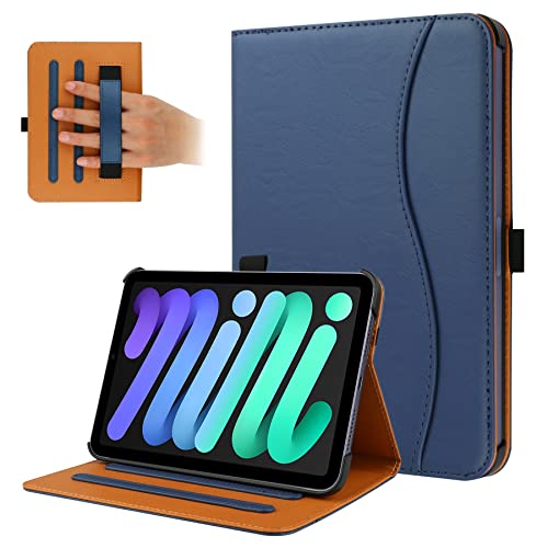 FANRTE Schutzhülle für iPad Mini 6 2021 (8,3 Zoll), Multi-Winkel Betrachtung Folio Stand Schutzhülle, mit automatische Wake/Sleep Funktion, Kompatibel mit iPad Mini 6 Generation 2021, (Dunkelblau) von FANRTE