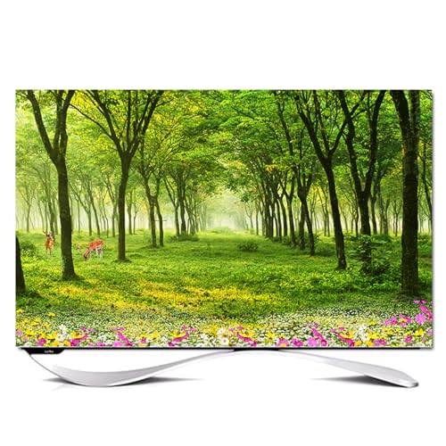 FANSU 3D Landschaft Muster Hülle Staubschutzhülle, Bildschirm Staubschutz für Fernsehen Universal, Hängend/Desktop Indoor Bildschirm Staubschutz TV Schutzhülle für Den (Bäume,75 Zoll) von FANSU