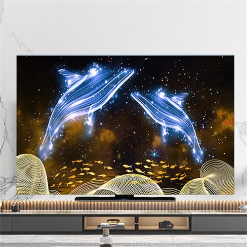 FANSU 3D Landschaft Muster Hülle Staubschutzhülle, Bildschirm Staubschutz für Fernsehen Universal, Hängend/Desktop Indoor Bildschirm Staubschutz TV Schutzhülle für Den (Delfine,37-39 Zoll) von FANSU