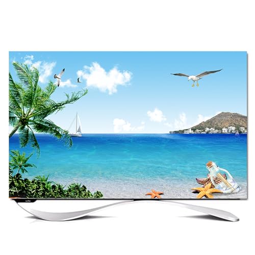 FANSU 3D Landschaft Muster Hülle Staubschutzhülle, Bildschirm Staubschutz für Fernsehen Universal, Hängend/Desktop Indoor Bildschirm Staubschutz TV Schutzhülle für Den (Strand,58-60 Zoll) von FANSU