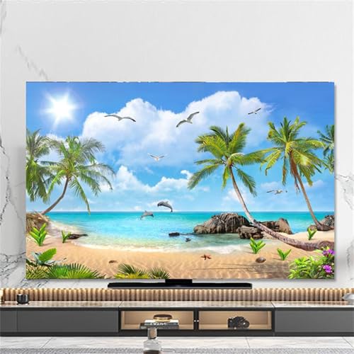 FANSU Blauer Himmel Landschaft Hülle Staubschutzhülle, Bildschirm Staubschutz für Fernsehen Universal, Hängend/Desktop Indoor Bildschirm Staubschutz TV Schutzhülle für Den (Palmen,37-39 Zoll) von FANSU