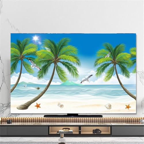 FANSU Blauer Himmel Landschaft Hülle Staubschutzhülle, Bildschirm Staubschutz für Fernsehen Universal, Hängend/Desktop Indoor Bildschirm Staubschutz TV Schutzhülle für Den (Palmen 2,49-52 Zoll) von FANSU