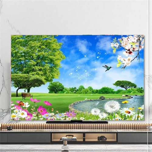 FANSU Blauer Himmel Landschaft Hülle Staubschutzhülle, Bildschirm Staubschutz für Fernsehen Universal, Hängend/Desktop Indoor Bildschirm Staubschutz TV Schutzhülle für Den (Park,49-52 Zoll) von FANSU