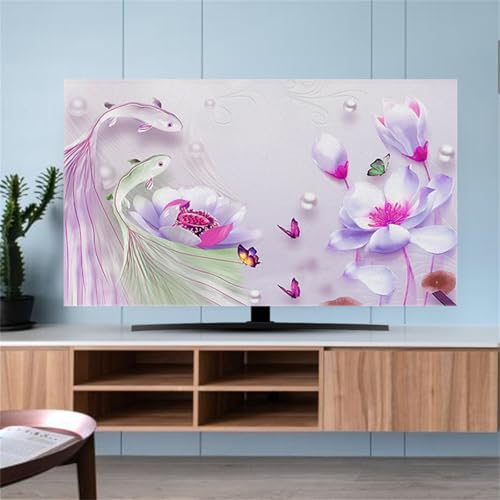 FANSU Eleganter Druck Hülle Staubschutzhülle, Bildschirm Staubschutz für Fernsehen Universal, Hängend/Desktop Indoor Bildschirm Staubschutz TV Schutzhülle für Den (Blumen,65 Zoll) von FANSU