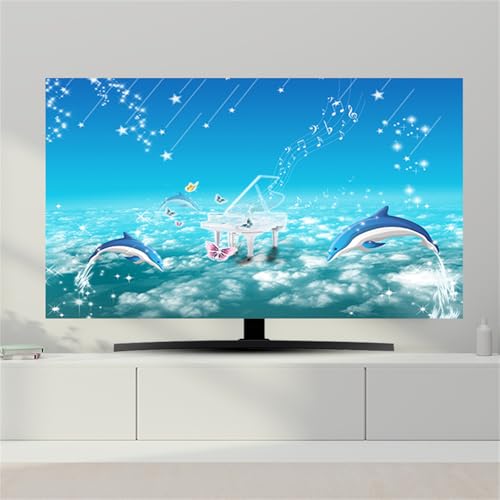 FANSU Eleganter Druck Hülle Staubschutzhülle, Bildschirm Staubschutz für Fernsehen Universal, Hängend/Desktop Indoor Bildschirm Staubschutz TV Schutzhülle für Den (Delfin,37-39 Zoll) von FANSU