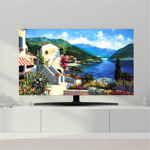 FANSU Eleganter Druck Hülle Staubschutzhülle, Bildschirm Staubschutz für Fernsehen Universal, Hängend/Desktop Indoor Bildschirm Staubschutz TV Schutzhülle für Den (Landschaft,80 Zoll) von FANSU