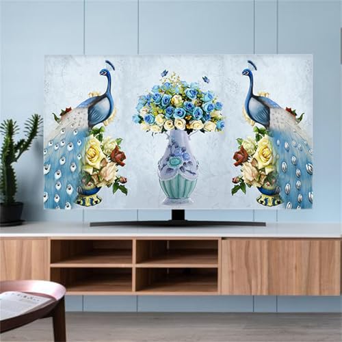 FANSU Eleganter Druck Hülle Staubschutzhülle, Bildschirm Staubschutz für Fernsehen Universal, Hängend/Desktop Indoor Bildschirm Staubschutz TV Schutzhülle für Den (Pfau,75 Zoll) von FANSU