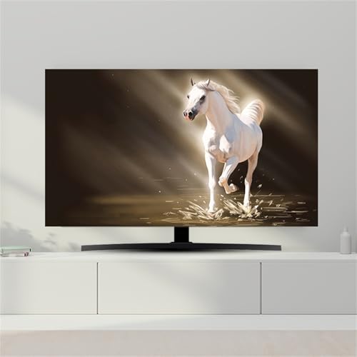 FANSU Eleganter Druck Hülle Staubschutzhülle, Bildschirm Staubschutz für Fernsehen Universal, Hängend/Desktop Indoor Bildschirm Staubschutz TV Schutzhülle für Den (Pferd,49-52 Zoll) von FANSU