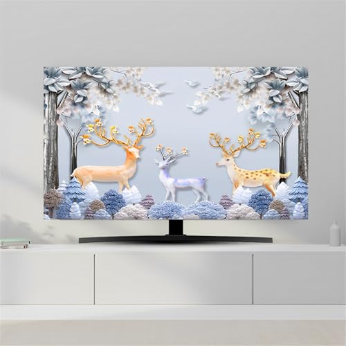 FANSU TV Hülle Staubschutzhülle, Elchästhetik Bildschirm Staubschutz für Fernsehen Universal Waschbar, Hängend/Desktop Stoff Bildschirm Staubschutz TV Schutzhülle für Den (Lila,37-39 Zoll) von FANSU