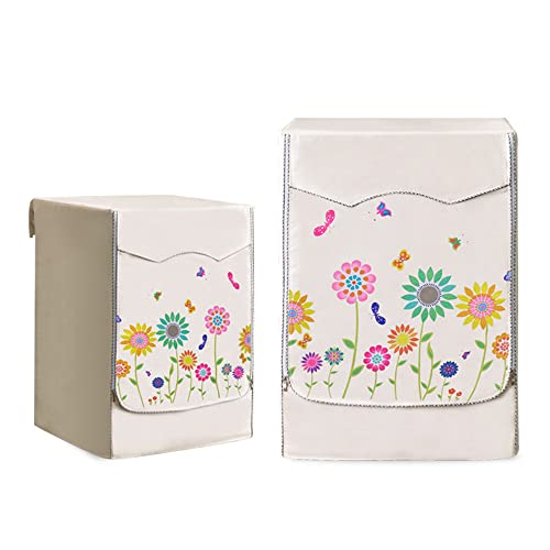 FANSU Waschmaschine Abdeckung Waschmaschinenabdeckung Karikatur Wasserdichter Staubdicht Trockner Abdeckung Staubschutz Staubdichte Abdeckung für Frontlader-Waschmaschine (Blumen,5-6.5kg) von FANSU