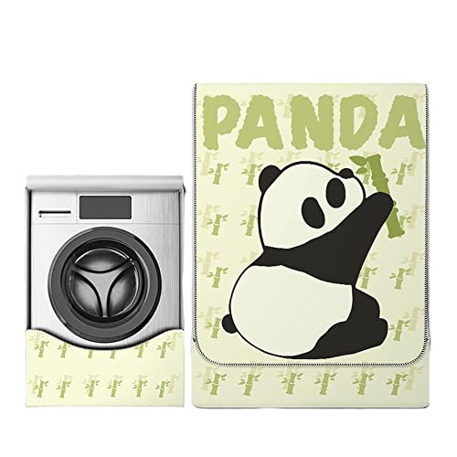 FANSU Waschmaschine Abdeckung Waschmaschinenabdeckung Kawaii Wasserdichter Staubdicht Trockner Abdeckung Staubschutz Staubdichte Abdeckung für Frontlader-Waschmaschine (Panda-Bambus,M (8-10kg)) von FANSU