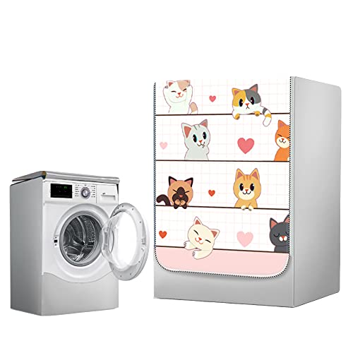 FANSU Waschmaschine Abdeckung Waschmaschinenabdeckung Kawaii Wasserdichter Staubdicht Trockner Abdeckung Staubschutz Staubdichte Abdeckung für Frontlader-Waschmaschine (Süße Katze,S (4-7,5kg)) von FANSU