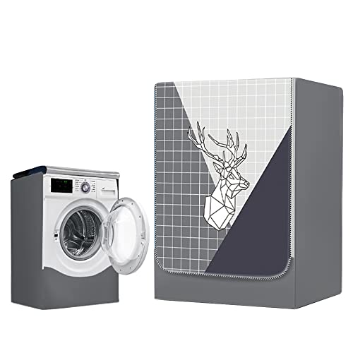 FANSU Waschmaschine Abdeckung Waschmaschinenabdeckung Wasserdichter Nordisch Hirsch Trockner Abdeckung Staubschutz Staubdichte Abdeckung für Frontlader-Waschmaschine (Klassisch,M (8-10kg)) von FANSU