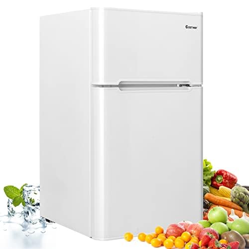 FANTASK 90L Kühlschrank mit 27L Gefrierfach Kühl-Gefrier-Kombination Standkühlschrank Gefrierschrank mini Kühlschrank (weiß) von FANTASK