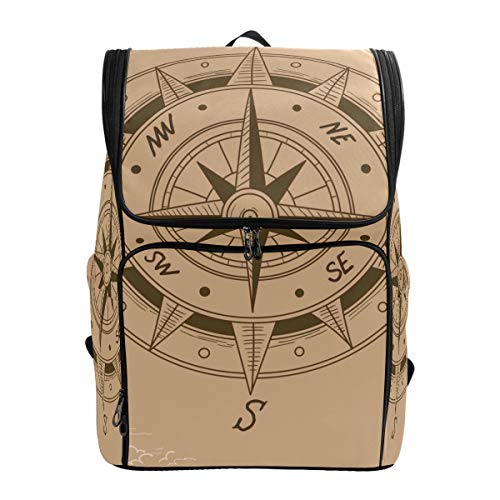 FANTAZIO Rucksack mit Kompass-Design, für den Außenbereich, für Reisen, Wandern, Camping, Freizeit-Rucksack, groß von FANTAZIO