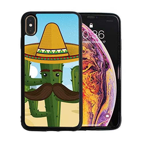 FANTAZIO Schutzhülle für iPhone XS Max (Motiv: Kaktus mit mexikanischem Hut), kratzfest, stoßdämpfend von FANTAZIO
