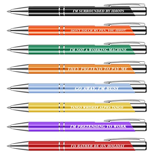 FANTESI 8 Stück Metall Kugelschreiber Lustiger Stift Einziehbar Ballpoint Schreibwaren für Kollegen Lehrer Erwachsene Frauen & Männer Studenten von FANTESI