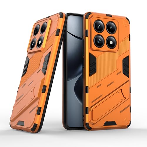 FANYUAN Hülle für Xiaomi 14T Pro 5G, Soft TPU + Hard PC, Ganzkörper Robuste Stoßfeste Schutzhülle, Standfunktion, Handyhülle Cover Case für Xiaomi 14T Pro 5G.(Orange) von FANYUAN