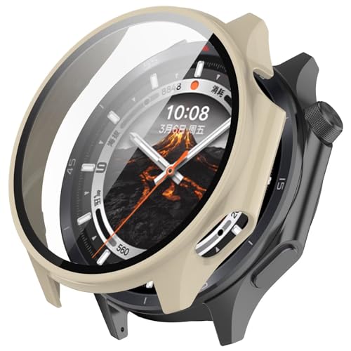 FANYUAN Oppo Watch X2 Mini Schutzhülle + Bildschirmfilm, PC-Material Stoßfestes Case, HD klare Folie, Kratzfest, Hülle Kompatibel mit Oppo Watch X2 Mini.(Beige) von FANYUAN