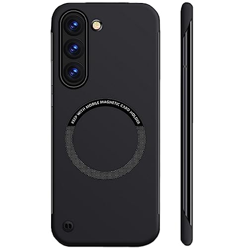 FAOMSEBS Magnetisch ohne Rand für Samsung S23+ / S23 Plus, kompatibel mit MagSafe (Gefühl von bloßem Metall) Schlanke Handyhülle für Samsung Galaxy S23 Plus MagSafe 6,6 Zoll 2023, Schwarz von FAOMSEBS