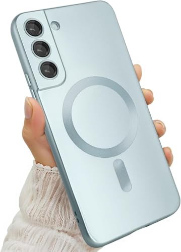 FAOMSEBS Magnetische Schutzhülle für Samsung S22, kompatibel mit MagSafe [Kamera-Objektivschutz] Weiche stoßfeste Schutzhülle für Samsung Galaxy S22 Case dünn 6,1 Zoll 2022, Blau von FAOMSEBS