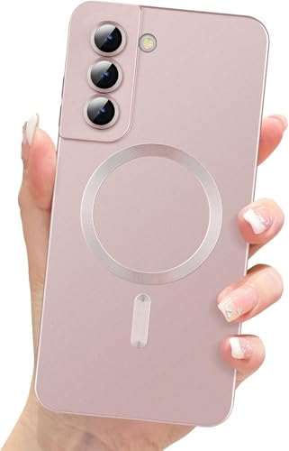 FAOMSEBS Magnetische Schutzhülle für Samsung S22, kompatibel mit MagSafe [Kamera-Objektivschutz] Weiche stoßfeste Schutzhülle für Samsung Galaxy S22 Case dünn 6,1 Zoll 2022, Rose von FAOMSEBS
