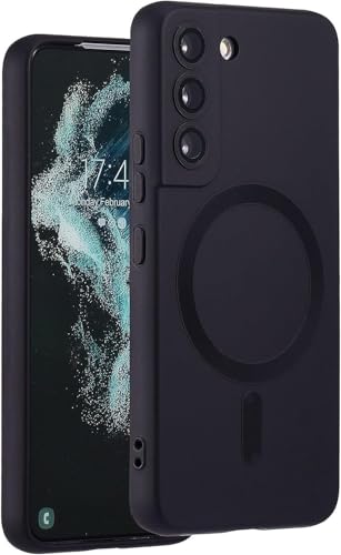 FAOMSEBS Magnetische Schutzhülle für Samsung S22 Plus / S22+, kompatibel mit MagSafe [Kamera-Objektivschutz], weiche Schutzhülle für Samsung Galaxy S22 Plus Case 6,6 Zoll, Schwarz von FAOMSEBS