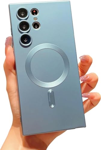 FAOMSEBS Magnetische Schutzhülle für Samsung S22 Ultra, kompatibel mit MagSafe [Kamera-Objektivschutz] Weiche stoßfeste Schutzhülle für Samsung Galaxy S22 Ultra Cover dünn 6,8 Zoll 2022, Blau von FAOMSEBS
