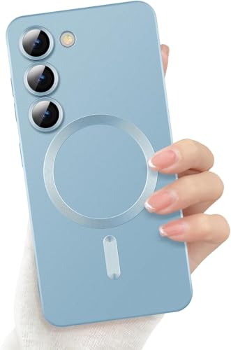 FAOMSEBS Magnetische Schutzhülle für Samsung S23, kompatibel mit MagSafe [Kamera-Objektivschutz] Weiche stoßfeste Schutzhülle für Samsung Galaxy S23 Case dünn 6,1 Zoll 2023, Blau von FAOMSEBS
