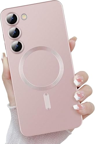 FAOMSEBS Magnetische Schutzhülle für Samsung S23, kompatibel mit MagSafe [Kamera-Objektivschutz] Weiche stoßfeste Schutzhülle für Samsung Galaxy S23 Case dünn 6,1 Zoll 2023, Rose von FAOMSEBS