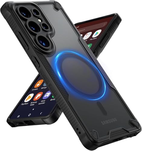 FAOMSEBS Magnetische Schutzhülle für Samsung S23 Ultra für MagSafe (matt halbtransparent) [Militärstoßfest 3,6 m] [Dünn mit rutschfesten Kanten] Magnetische, leistungsstarke Schutzhülle für Samsung von FAOMSEBS