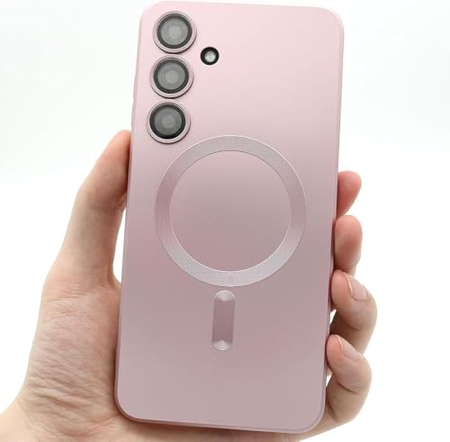 FAOMSEBS Magnetische Schutzhülle für Samsung S24, kompatibel mit MagSafe [Kamera-Objektivschutz] Weiche stoßfeste Schutzhülle für Samsung Galaxy S24 Hülle dünn 5G 6,2 Zoll 2024, Rose von FAOMSEBS