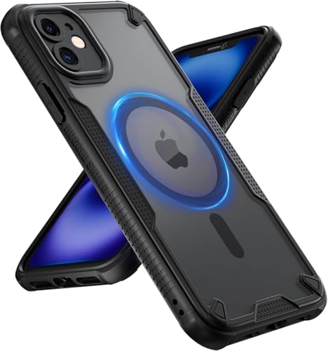 FAOMSEBS Magnetische Schutzhülle für iPhone 12 Mini für MagSafe (matt halbtransparent) [3,6 m Militärstoßfest] [Dünn mit rutschfesten Kanten] Leistungsstarke magnetische Schutzhülle für iPhone 12 Mini von FAOMSEBS
